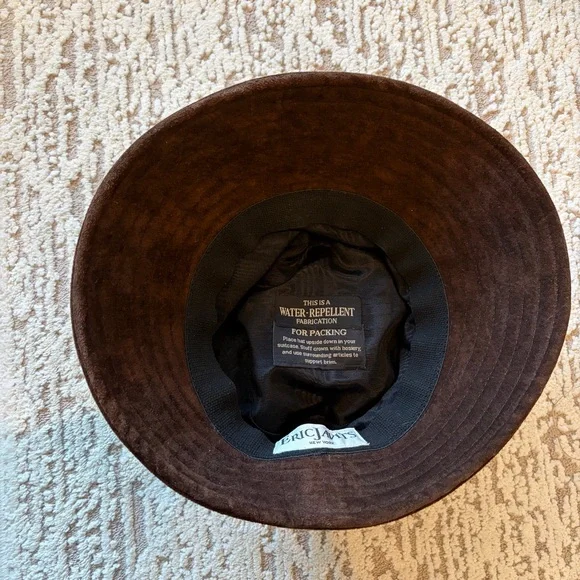 Eric Javits Brown Suede Wide-Brim bucket Hat - Picture 5 of 5